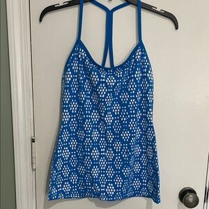 Lucy Blue and White Athletic Tank Top